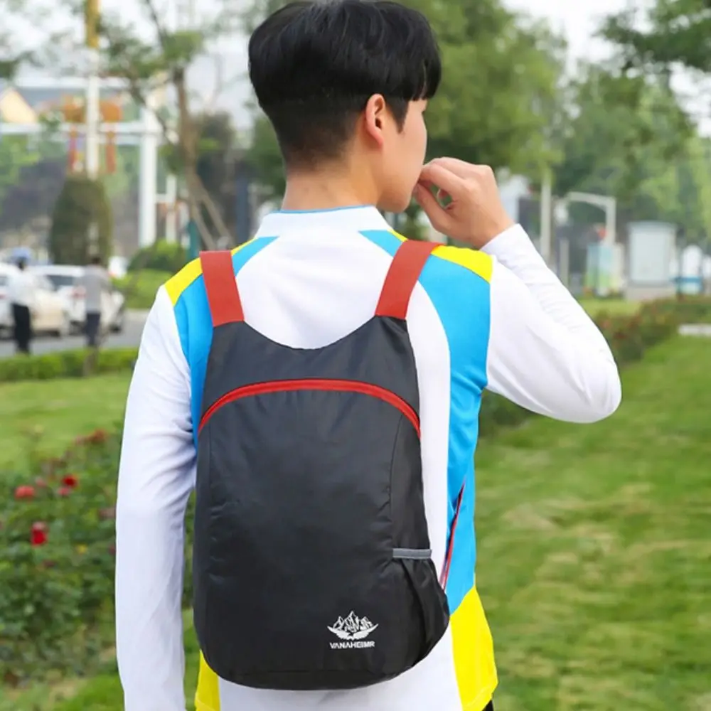 Large Capacity Foldable Men Backpack Zipper Polyester Sports Knapsack Waterproof Shoulders Bag Mini Travel Backpack