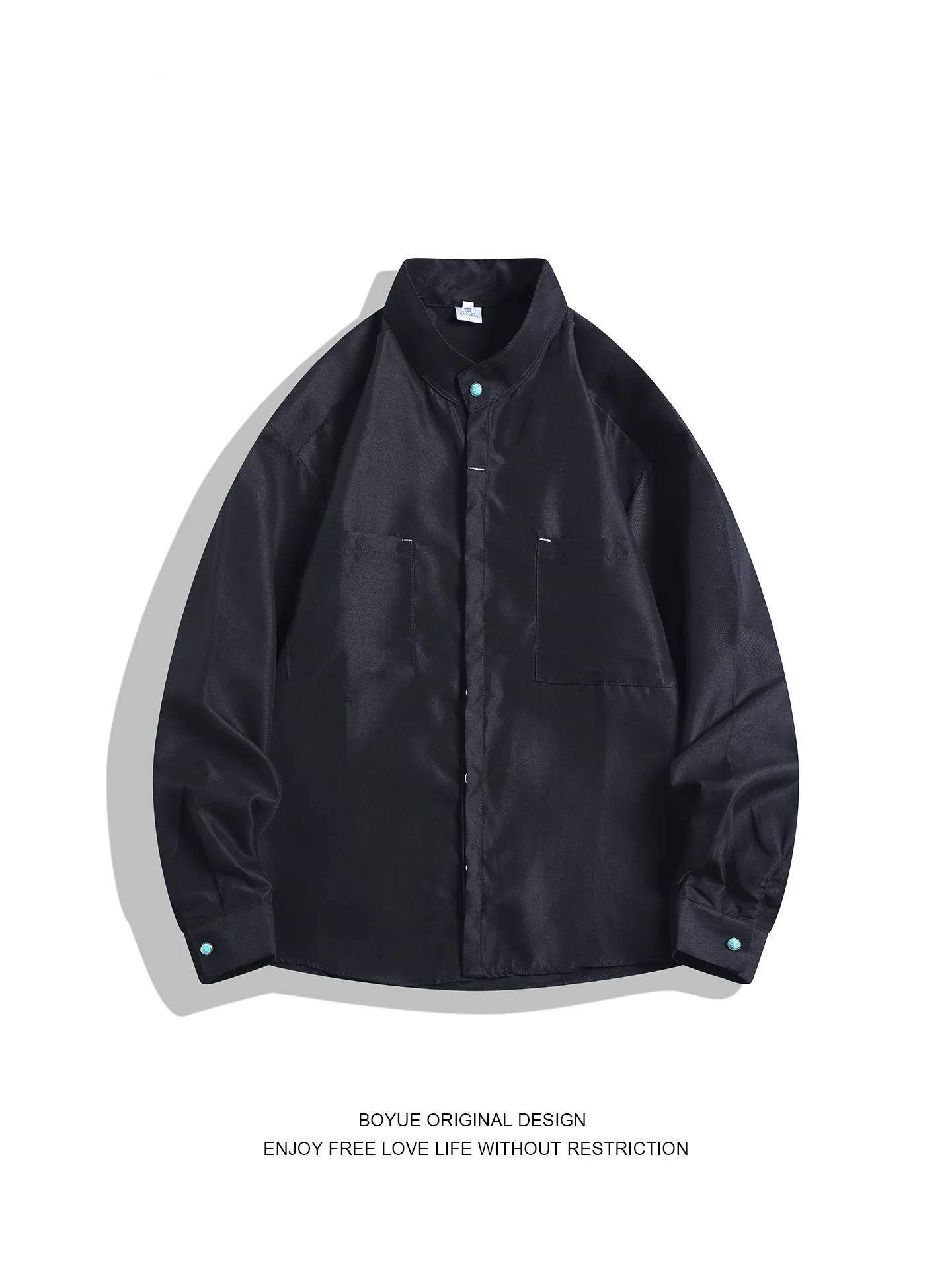 

Boyue Casual Loose Fit Long Sve irt Collar irt een Turquoise ex Workwear Sle Simple Outerwear Spring Autumn