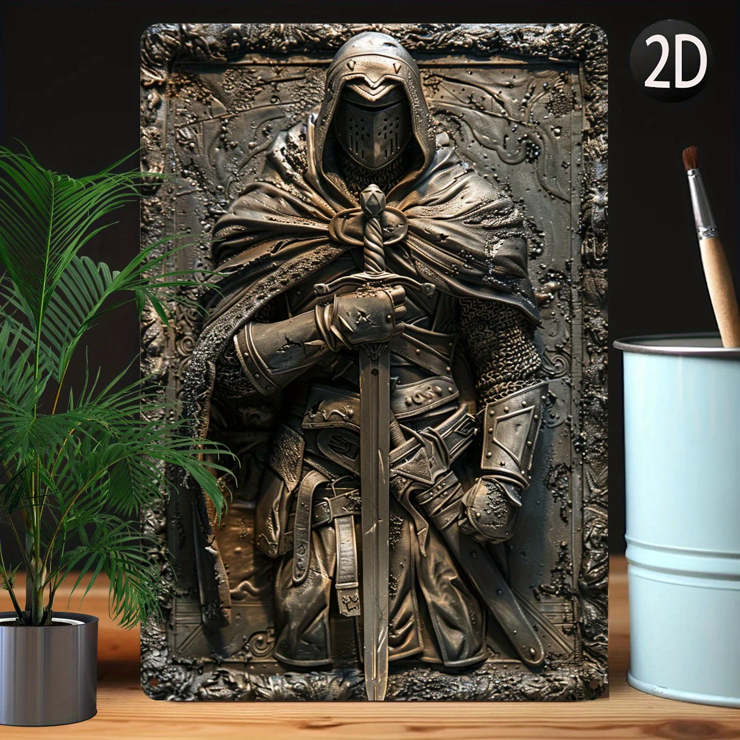 

Assassin Warrior Wall Art, Moisture-Resistant Decorative Tin Sign for Home and Garden, Durable Vintage Gift for All Seasons