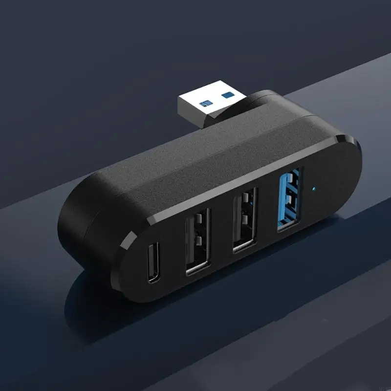 918C 4 منافذ USB Hub USB منفذ بيانات يعمل بالطاقة 180 درجة موسع USB قابل للدوران