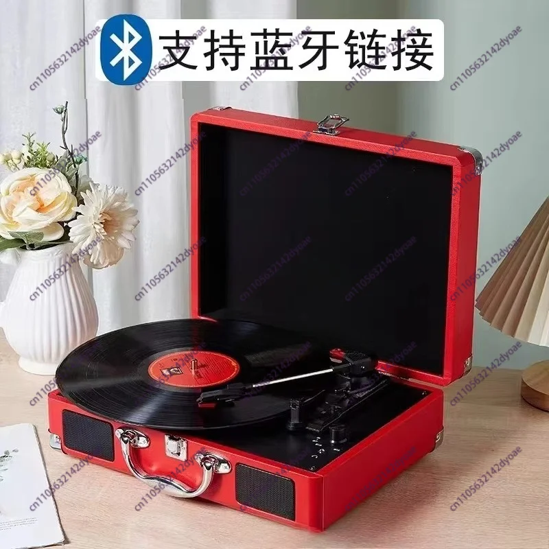 3-Speed Built-in Stereo Speaker Suitcase, Retro Vinyl Record Player