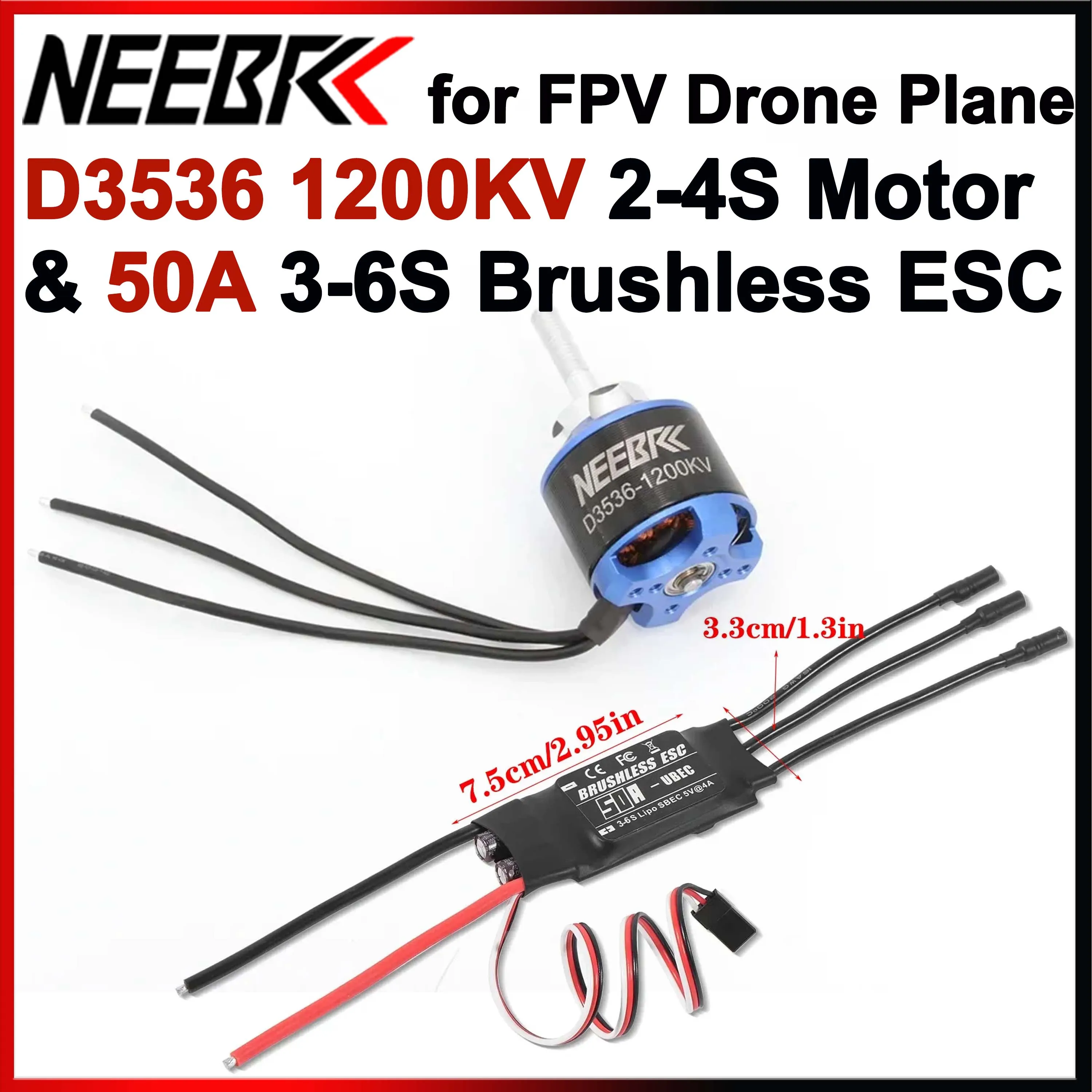 

NEEBRC 3536 Бесщеточный двигатель 1200KV 2-4S с комбинированным двигателем 50A ESC 3-6S для RC с фиксированным крылом FPV Дрон Самолет Skysurfer Планер Часть самолета