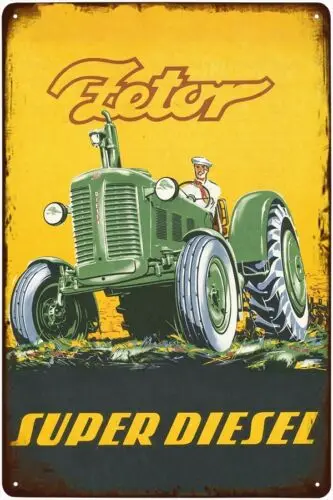 Letrero metálico - Tractor Zetor Super (publicidad del período) Aluminio