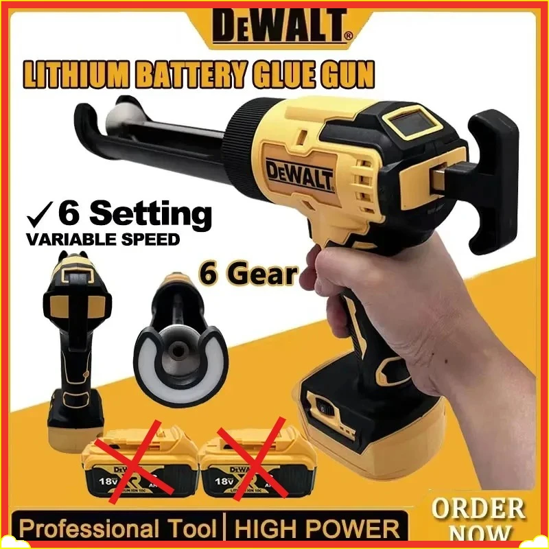 

DeWalt Cordless Electric Caulking Gun 20V 6-Speed for Doors Windows Glass Sealant Adhesive Glue Gun with LED Light Tool