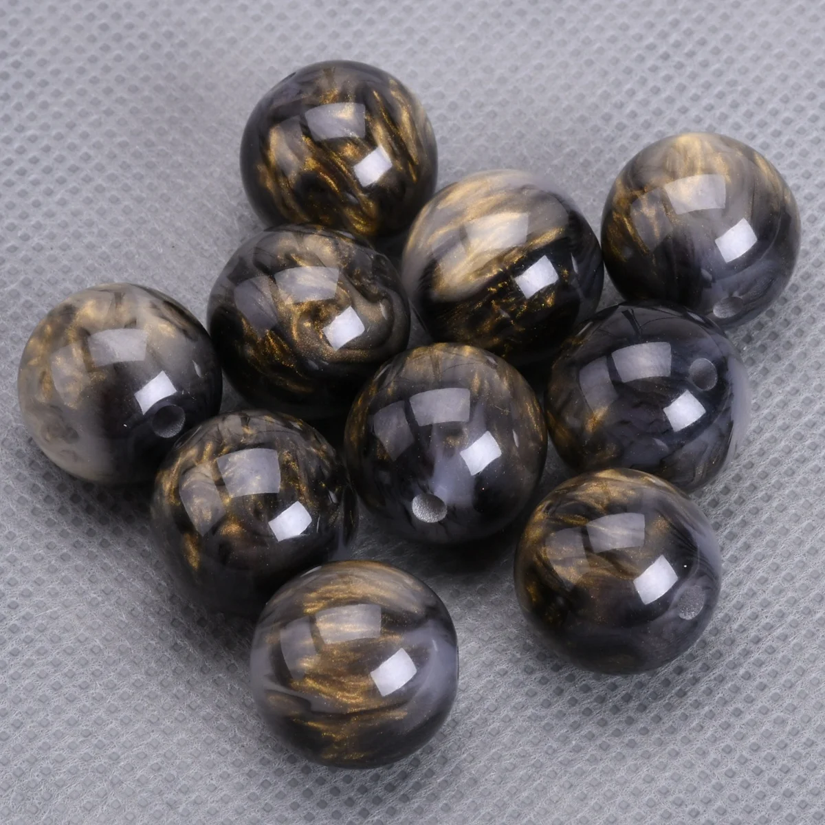 Round Glossy Black/Blue Golden Color 8mm 10mm 12mm 16mm Resin Plastic Loose Beads Lot For Jewelry Making DIY Bracelet Findings