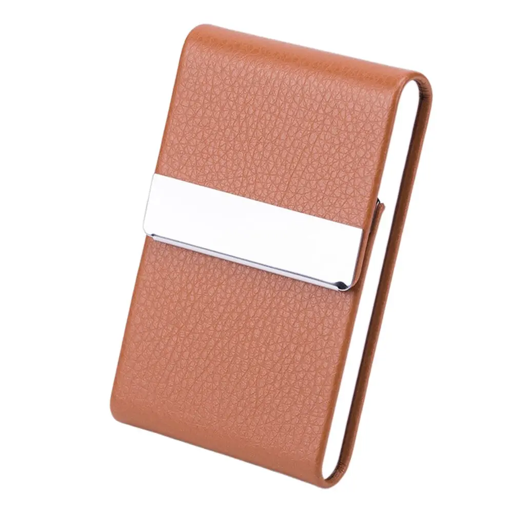 PU Leather Business Card Case Slim Pocket Fashion Buckle Name Card Holder Multicolor Stainless Steel ID Case Card Box