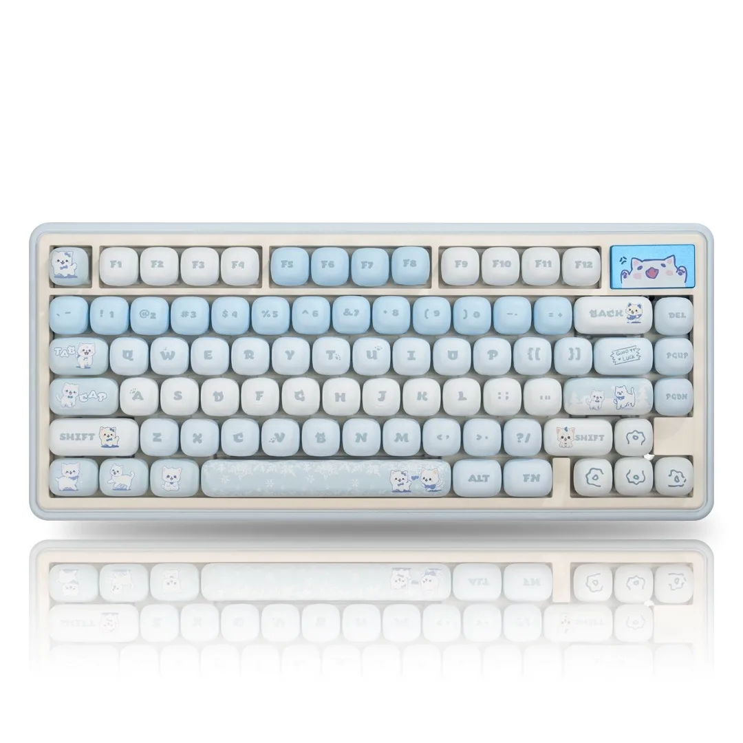 Custom Blue Cat Keycaps Dye Sublimation Magnetic Switch Fit MAC Support MOG Rounded Profile for MU68 Fire68 98 99 104 108 Gift