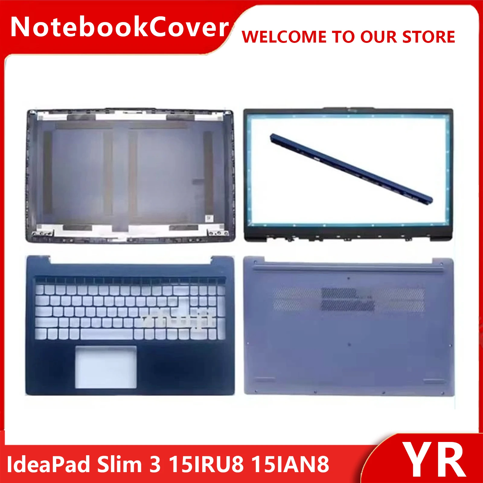 New For IdeaPad Slim 3 15IRU8 15IAN8 15AMN8 15ABR8 Laptop LCD Back Top Cover Front Bezel Upper Case Lower Bottom Cover keyboard