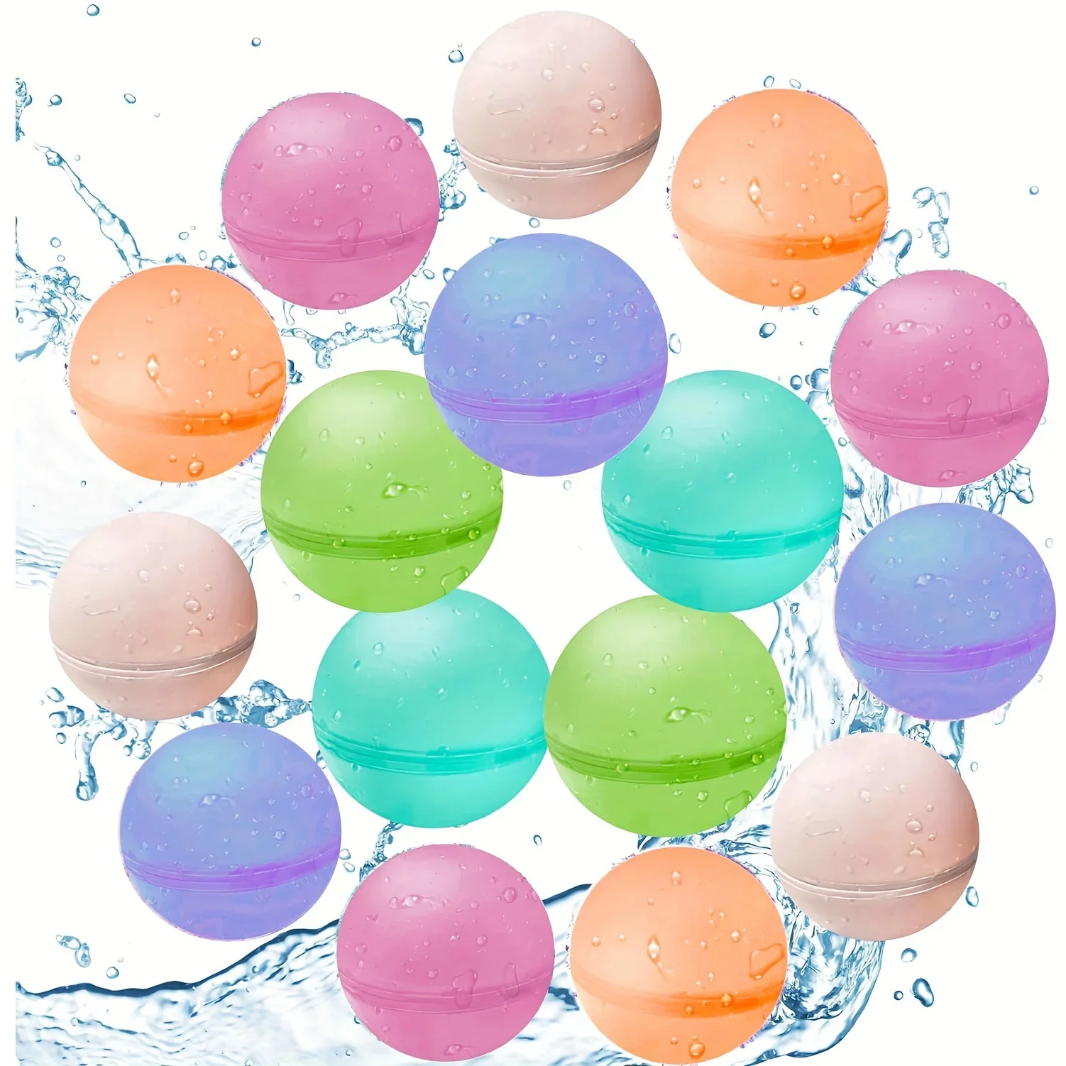12Pcs Reusable Water Balloons Soft Silicone Water Balls Non-Magnetic Water Balls Summer Pool Beach Outdoor Party Game Water Toy