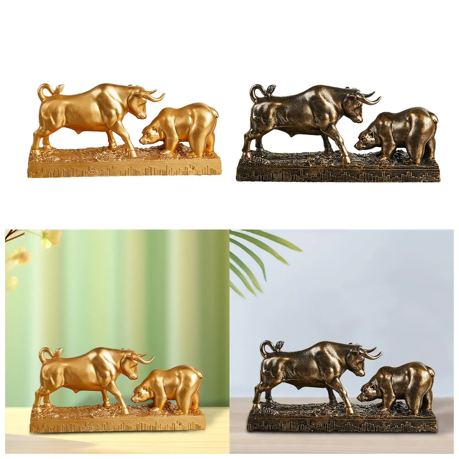 Estatua de estatuilla de toro y oso, decoración de mesa para bibliotecas, decoración versátil
