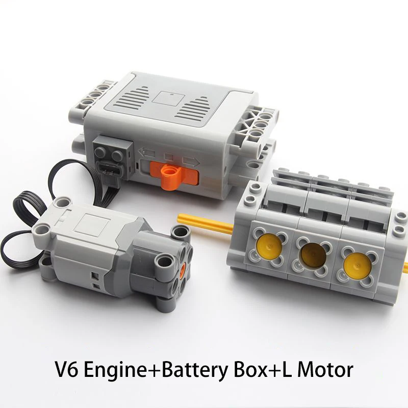 Bloques de construcción MOC, ladrillos de alta tecnología, juguetes, batería de Motor, componentes de potencia de Motor de 2/4/6 cilindros, PF modificado, Compatible con LEGO