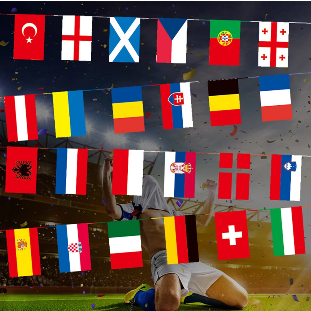 

2024 Europe Countries Flag Polyester 7M 24 Countries Hanging String Flags 24 Country Teams Bunting Flags Football Event Decor