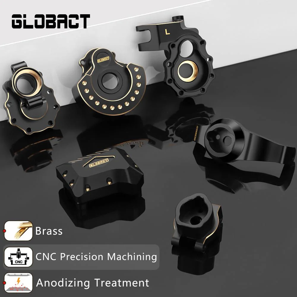 GLOBACT Brass Upgrades Kit for 1/10 TRX4 Front Rear Portal Axle Inner Outer Portal Housing Diff Cover Drive Axle Mounts RC Parts