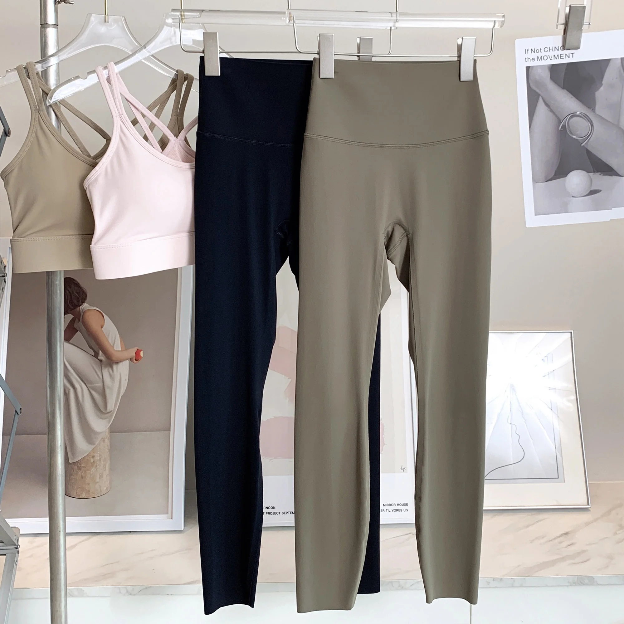 

High Waist Thin Fitn Pants Running Yoga Sports Long Trousers Skin-friendly Adhesive Sl Breathable Nylon Spandex