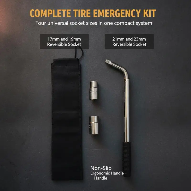 Telescopic Tire Wrench Non Slip Grip Dual Sockets Universal 1 Set Practical Tool for Car Emergency Breakdown Fix