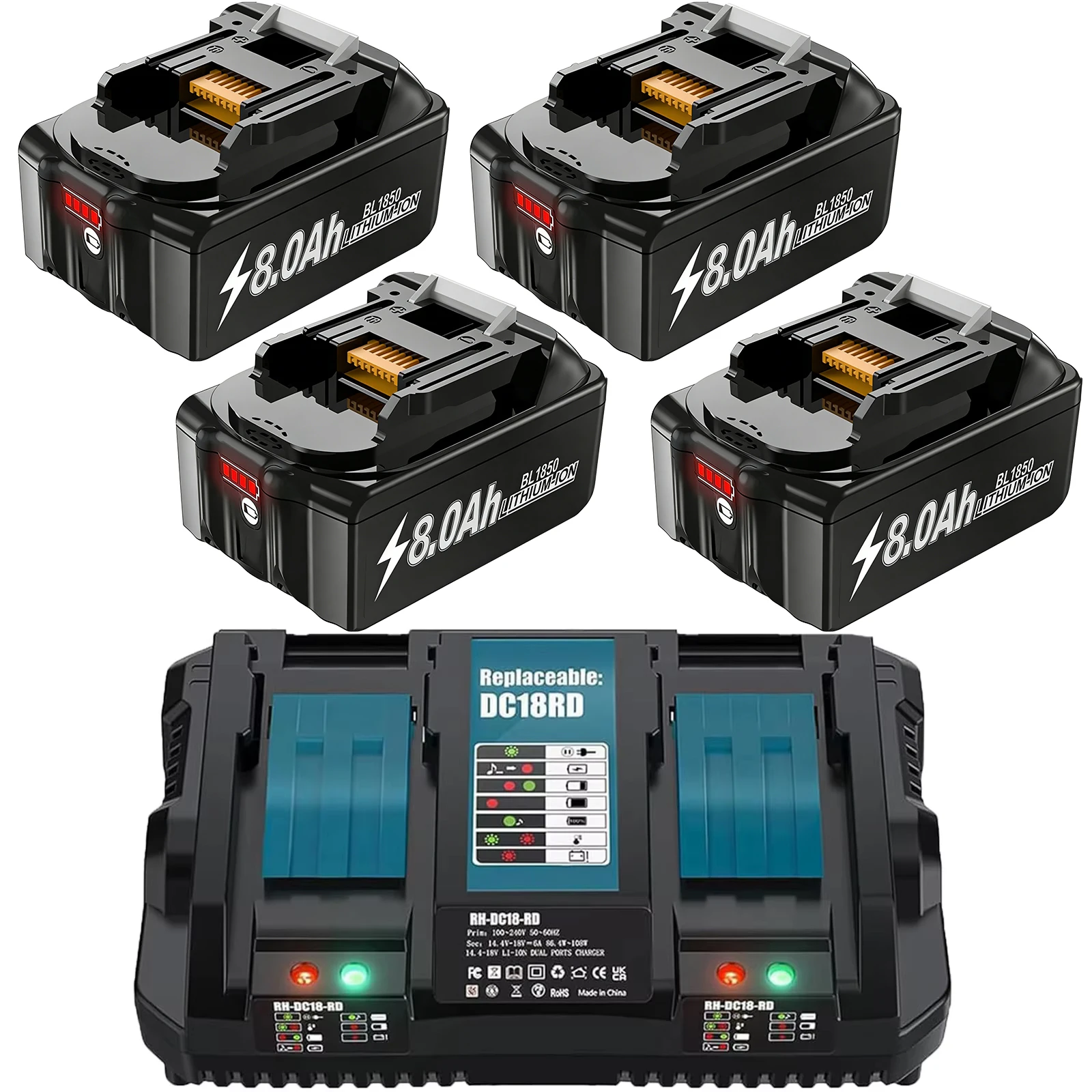 

For Makita BL1830 Battery 18V 8000mAh Battery BL1830 BL1815 BL1860 BL1840 Tool Rechargeable Battery With 6A Charger