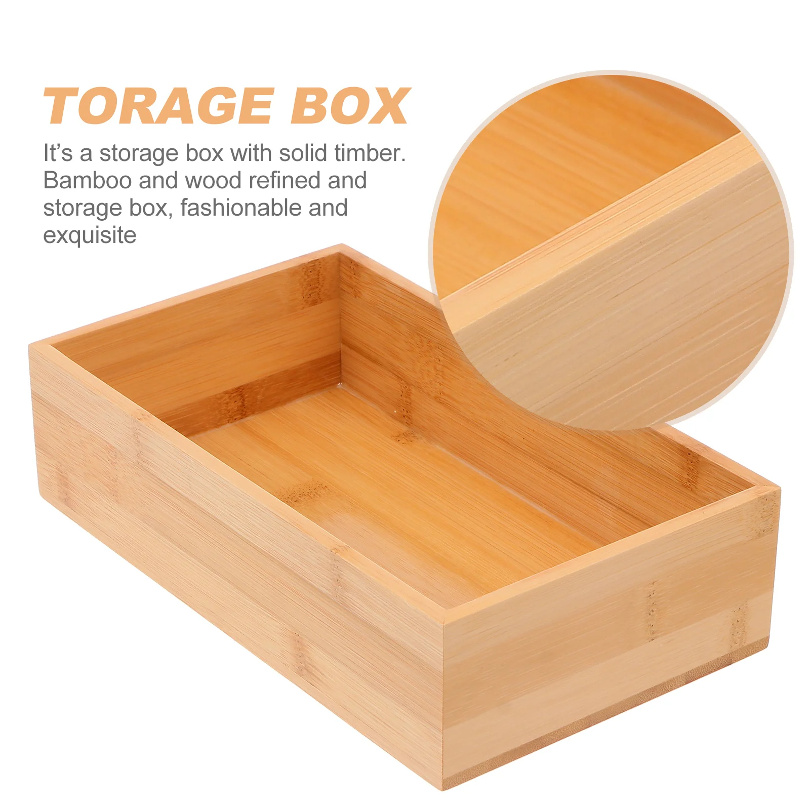 Bamboo Storage Box Desktop Container Finishing Living Room Decoration Items-receiving Wood Office