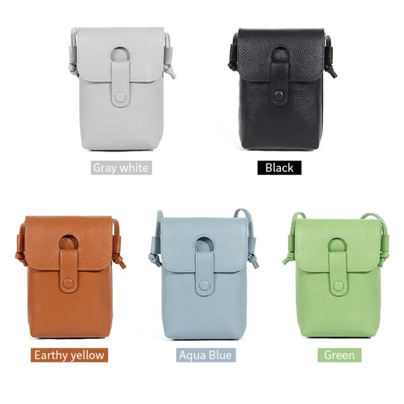 Cellphone Shoulder Bag Genuine Leather Cell Phone Bag Women Crossbody Shoulder Wallets Soft Strap Handbag for Samsung IPhone