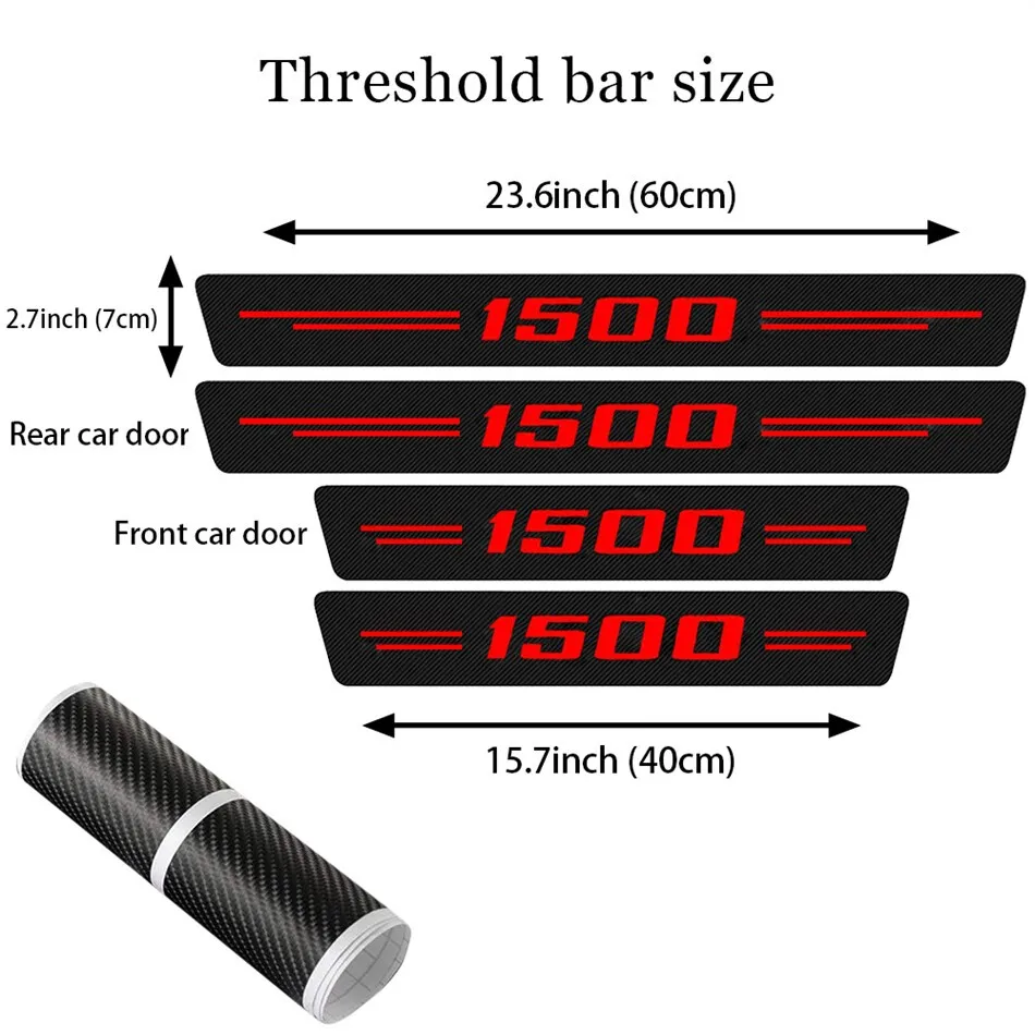 4PCS Carbon Fiber Car Door Sill Protector Stickers Threshold Decals for Dodge RAM SRT 1500 Avenger Journey Challenger Charger view 6