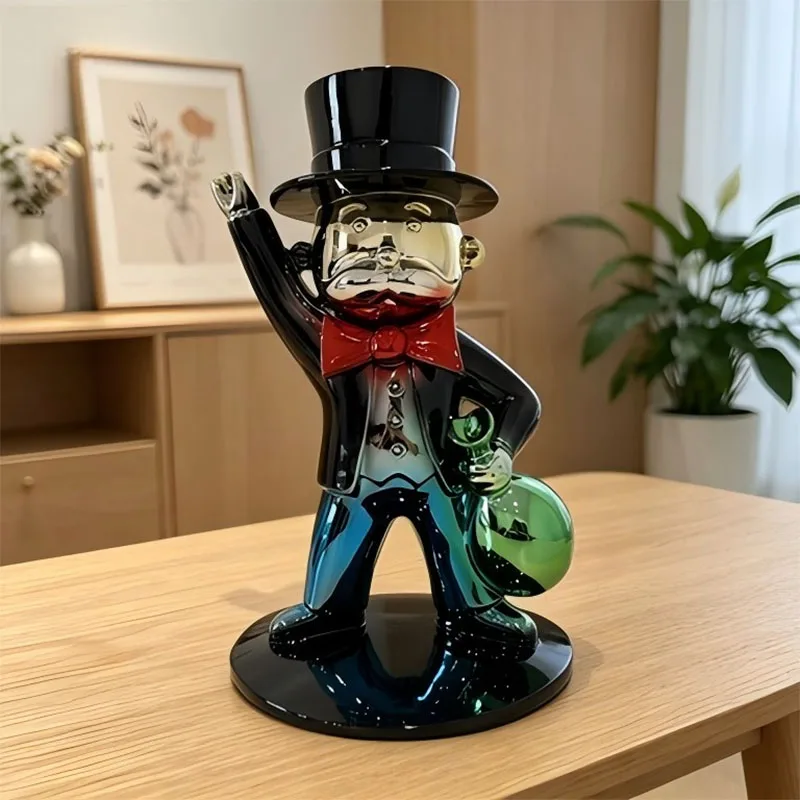 Home Decor Retro Gentleman Shape Decorative Resin Sculpture Electroplated Ornament Home Living Room Desktop Crafts Birthday Gift