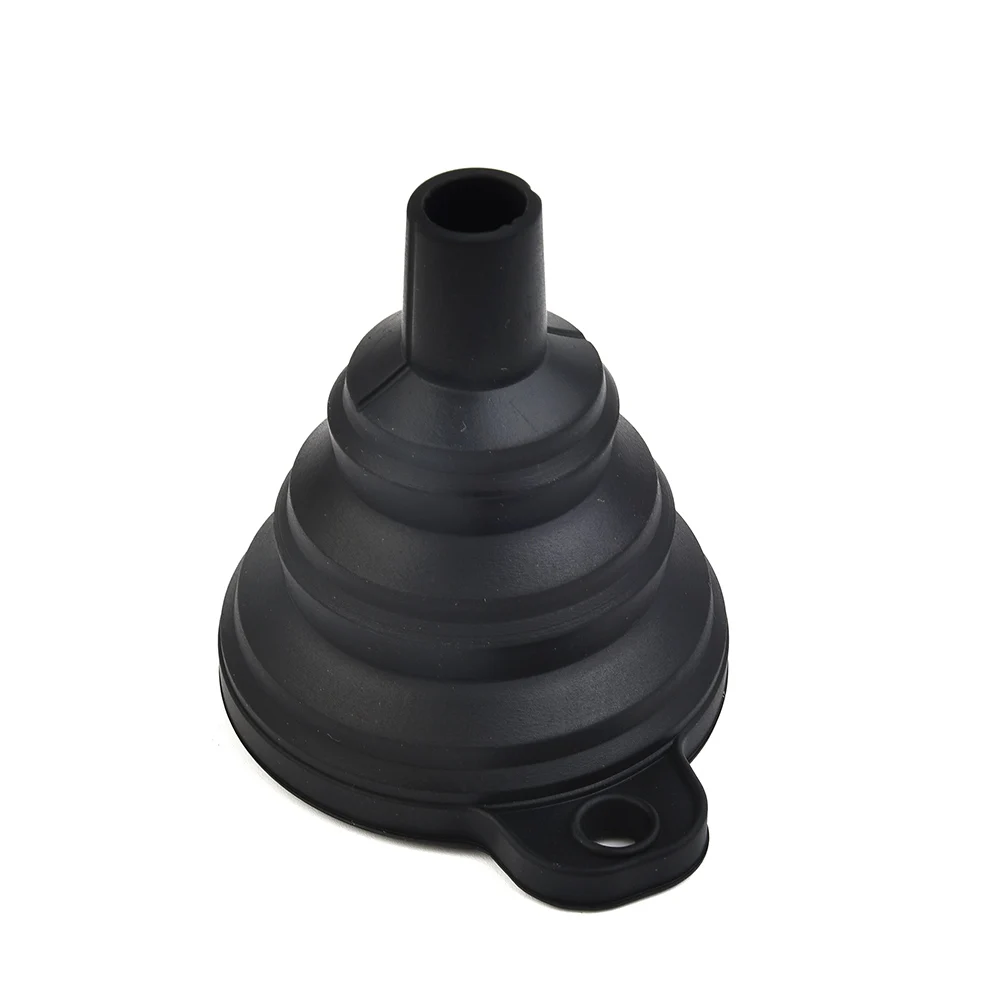 1 Pcs Car Funnel Gasoline Silicone Fluid Change Fill Hot Oil Fuel Parts 1× 7.5cmX8cm Black Collapsible Practical