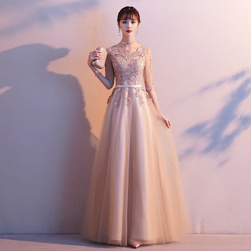 Vestidos de noite elegantes para mulheres 2026 novo outono banquete elegante reunião anual temperamento magro irmãs vestidos de dama de honra