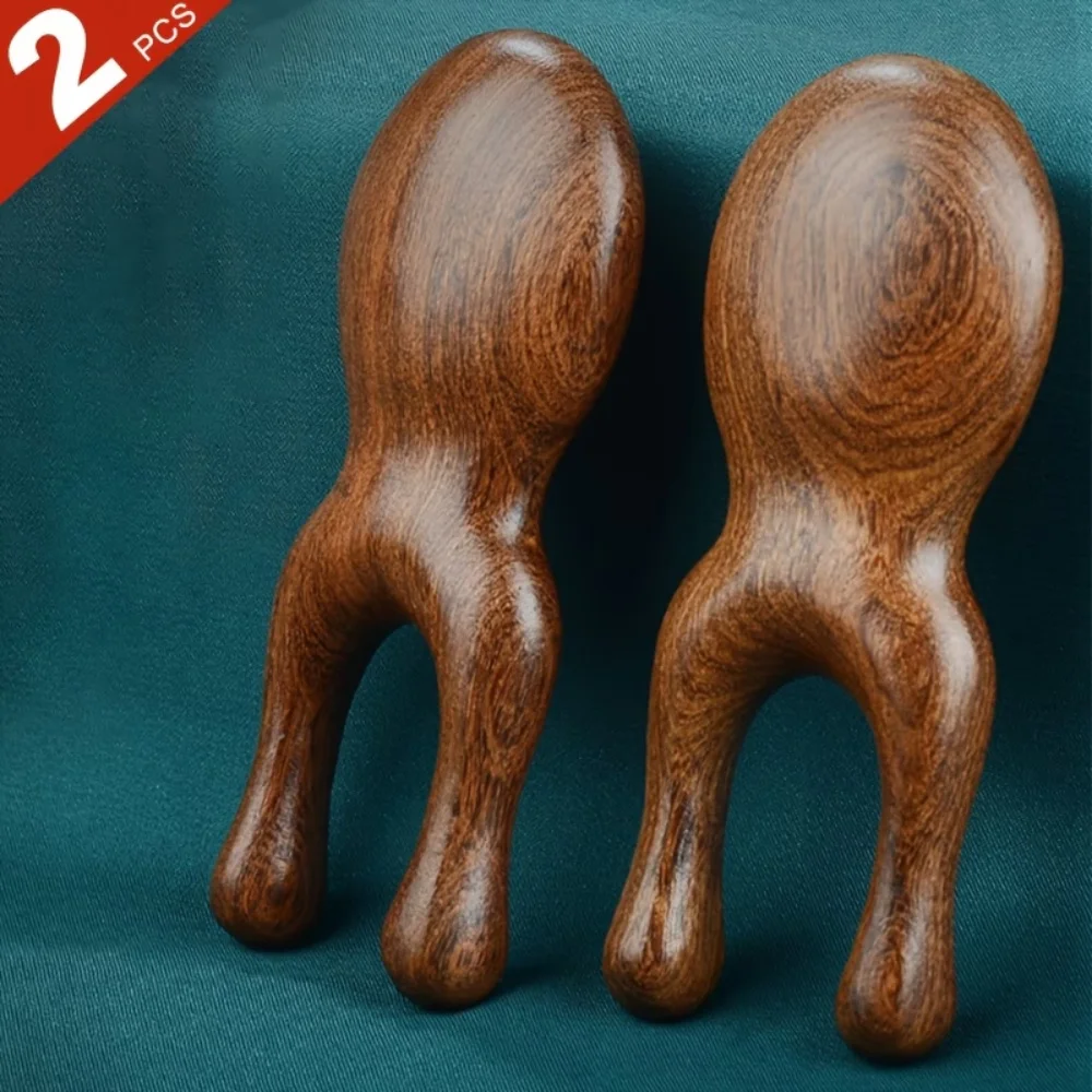 2 Pieces of Sandalwood Massage Combs, with a Biomimetic Circular Design, Suitable for Precise Pressure on the Face, Eyes, Nose, and Body Care, and Are Comfortable to the Touch