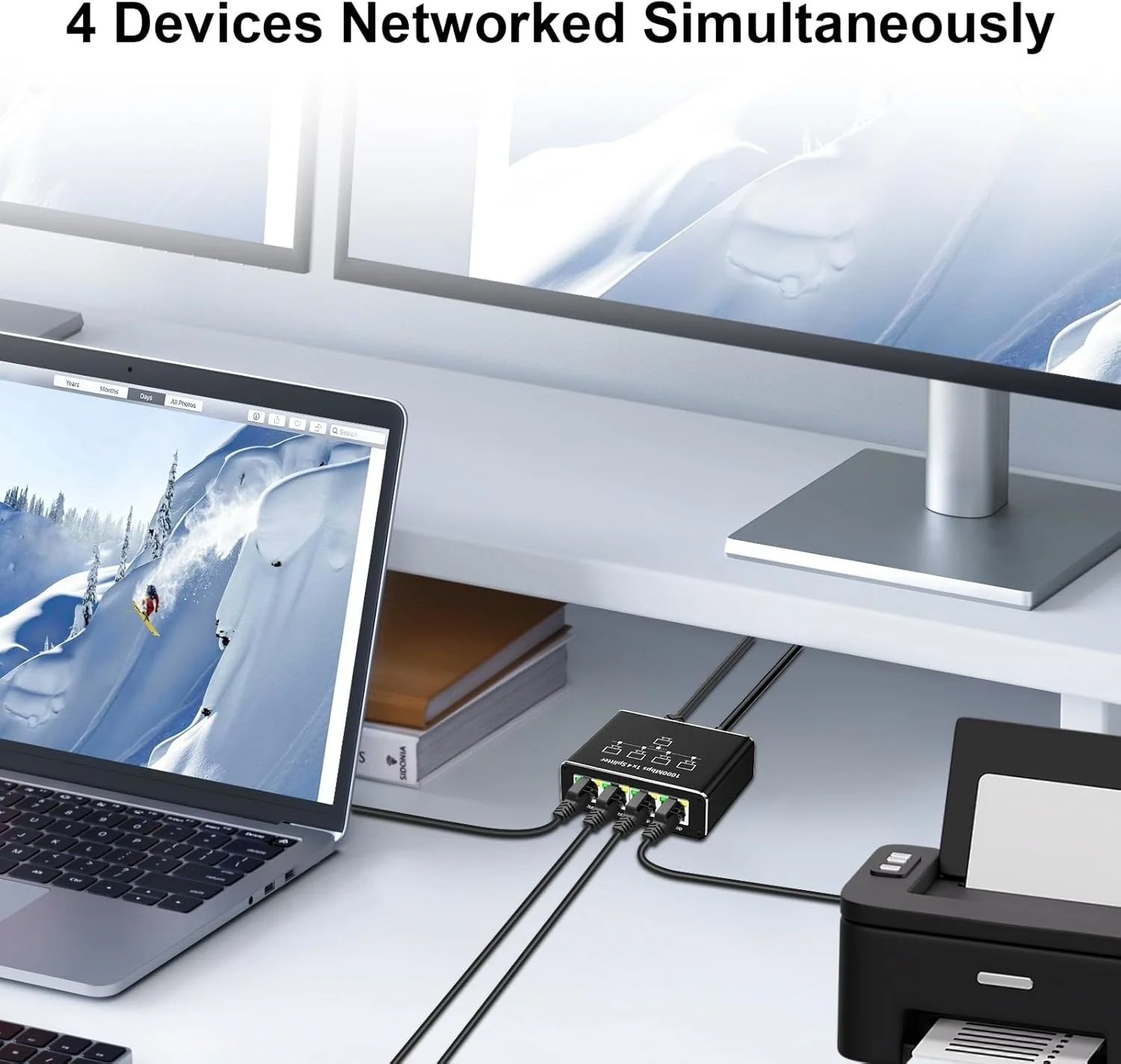 5PCS 1-to-4 Gigabit Ethernet Splitter 1000Mbps High Speed Hub For 4 Devices USB Powered Cat5 Cat6 Cat7 Cat8 Compatible