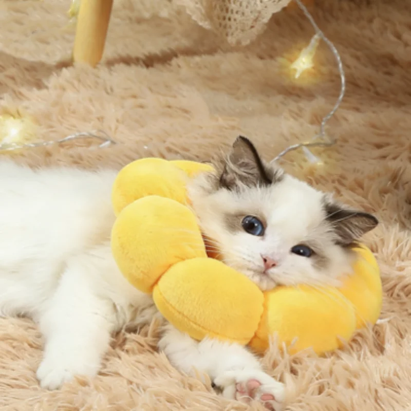 Pet Sunflower Elizabethan-Kragen für Katzen, verstellbar, zum Schutz vor Beißen, für die Genesung nach Operationen, zum Schutz vor Lecken, aus weichem Plüsch, zum Schutz der Wundheilung. – Detail 3