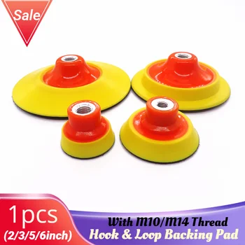 1 adet 2/3/4/5/6/7 inç döner destek Pad kanca & döngü zımpara Pad ile M10/M14/M16 konu Backer plaka için döner parlatıcı Sander