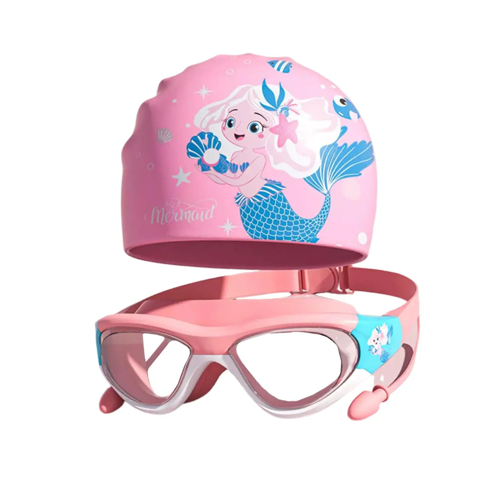 

Kids Swim Goggles with Silicone Swim Cap for Children Cartoon Diving Goggles