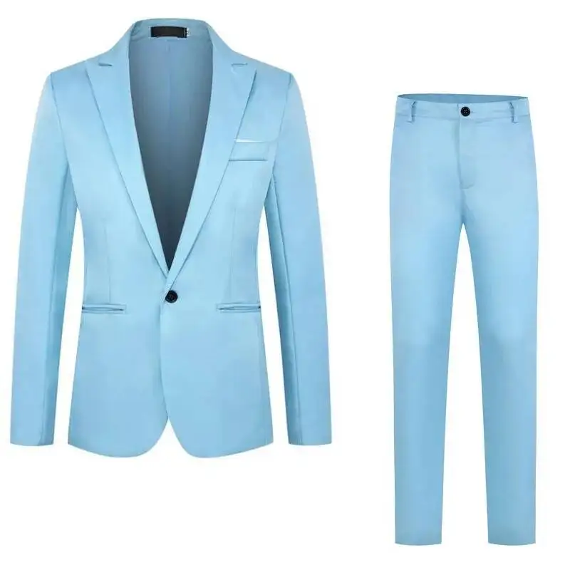 New Men's Fashionable Business 2024 Slim Fit Suit Set, Men's Casual Suit Two-piece Set