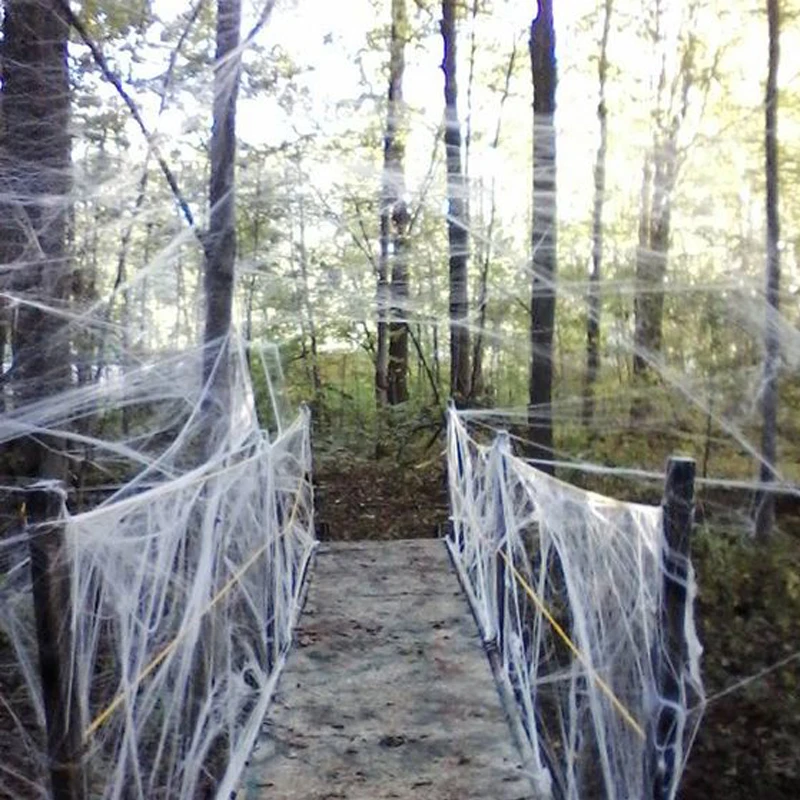 Halloween Dekorationen künstliche Spinnennetz Super Stretch Spinnweben mit gefälschten Spinnen gruselige Party Szene Dekor Horror Haus Requisiten – Detail 4