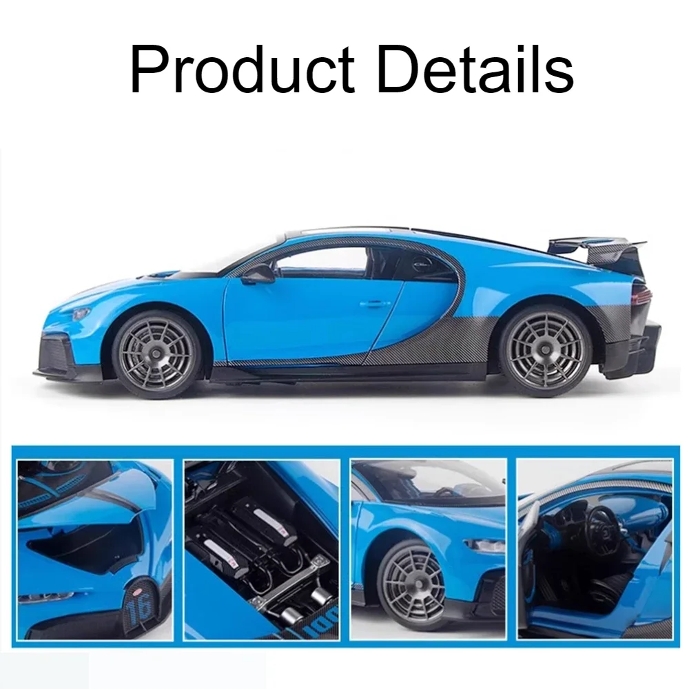 1:18 escala chiron modelo de carro esportivo brinquedo diecasts portas de metal aberto som luz absorção de choque veículos brinquedos presentes para crianças