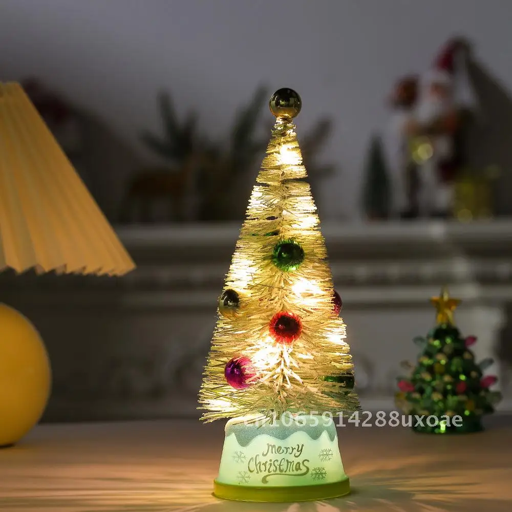 

Christmas decorations mini Christmas tree cedar tree glowing Christmas tree desktop scene layout ornaments