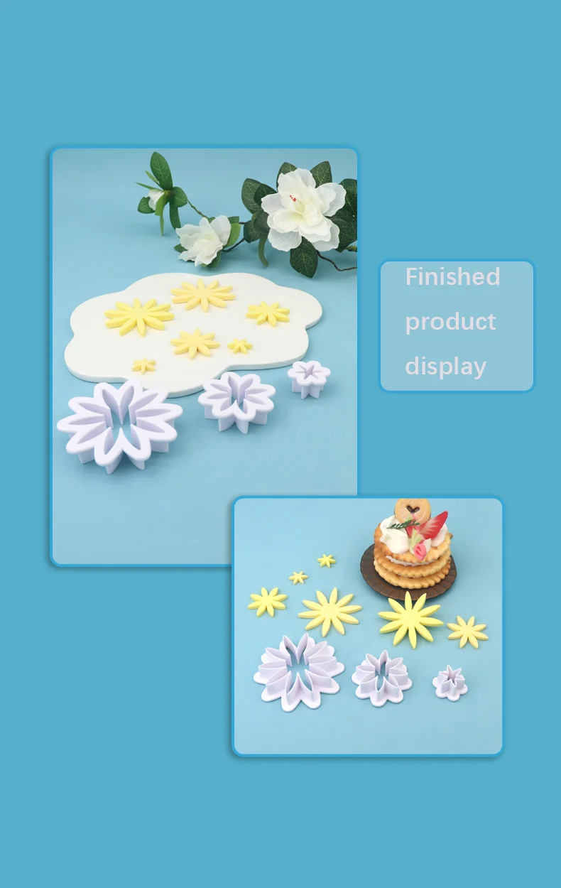 3 шт., резка с принтом ромашки, имитация сахара, настоящий торт, печенье, сделай сам, форма для цветочного украшения
