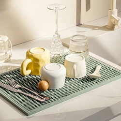 Household non-slip bar kitchen drain mat bowl plate table insulation mat multi-size coffee machine table surface anti-hot mat