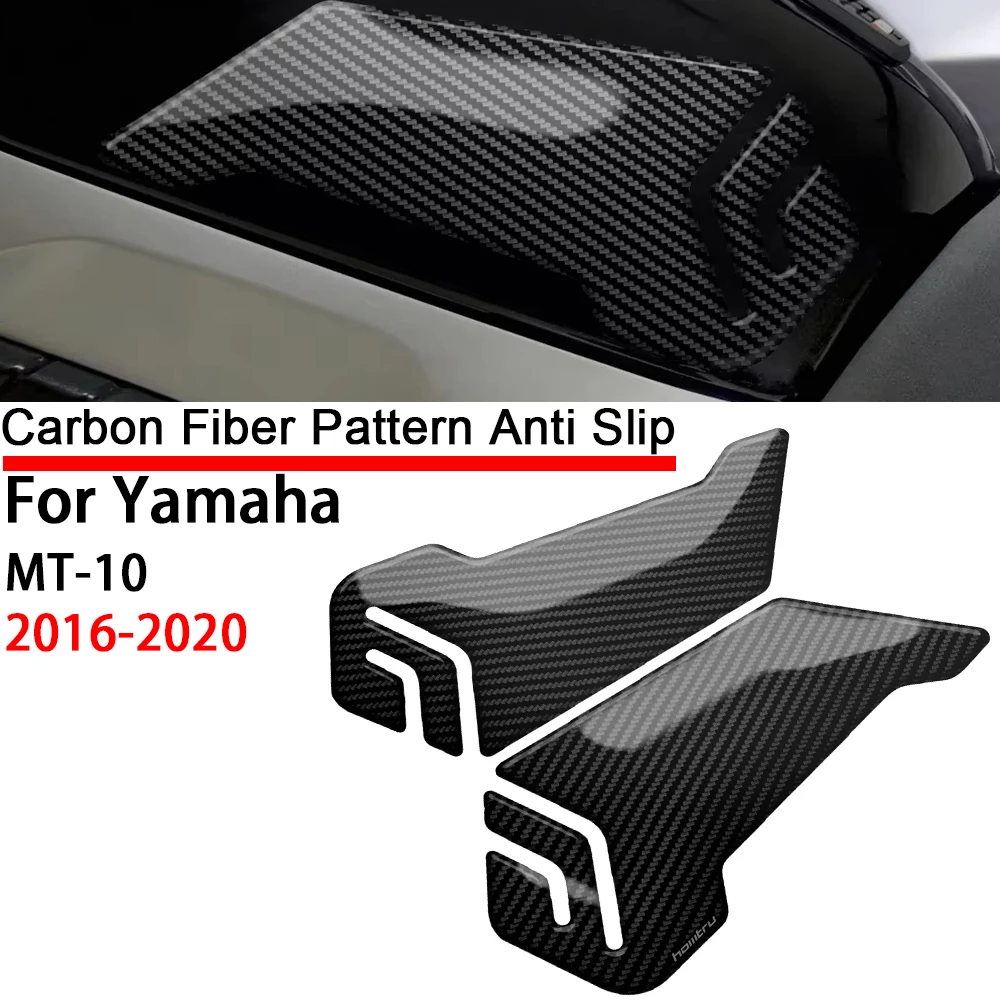 Para yamaha MT-10 mt10 2016 2017 2018 2019 2020 3d carbono-look motocicleta lateral almofada do tanque de combustível joelho aderência proteção adesivo