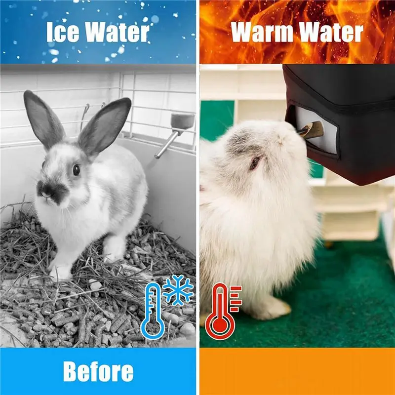 Heated Water Bottle, 32 Oz No Drip Water Bottle For Rabbits, Hamster, Guinea Pigs, Ferrets, Birds, Cockatiel-AA26