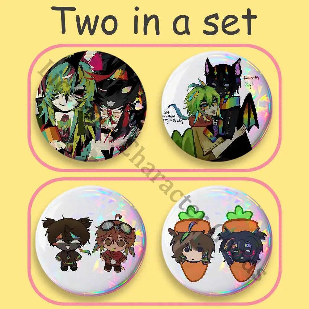 ParrotX2 SpokeIsHere Havoc Duo Printed Pins 2-Piece Set Couple Badges Decorations Souvenir Collectibles 25 32 44 58 75 mm