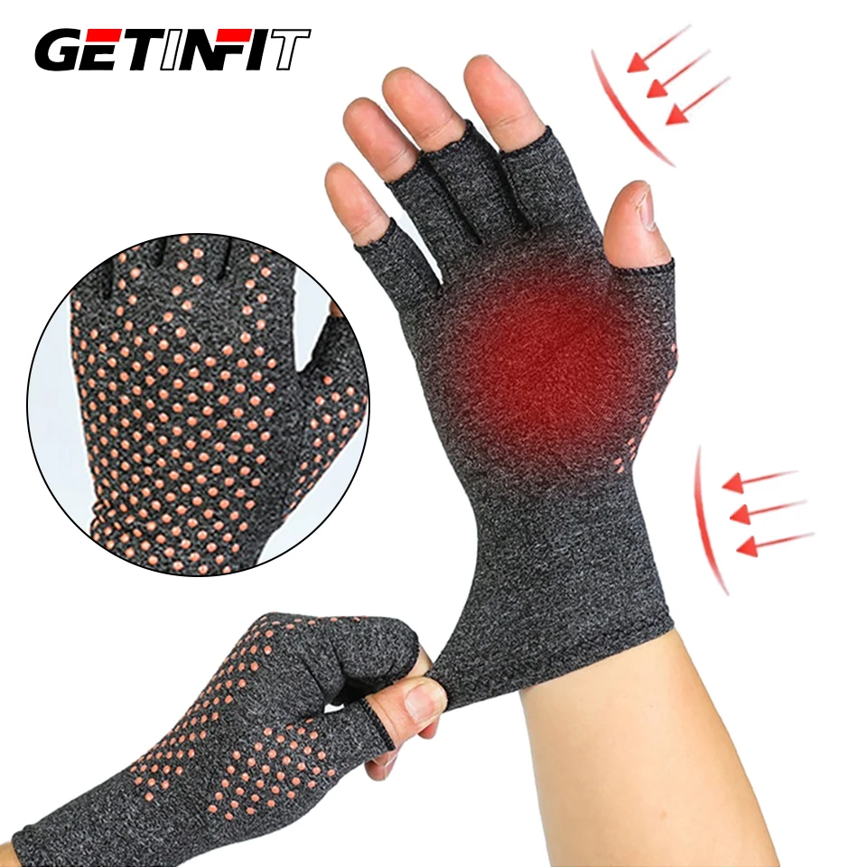 

GETINFIT 1Pair Half Finger Compression Gloves Hand Wrist Support Joint Care Pain Relief Swelling Reduction Balanced Pressure