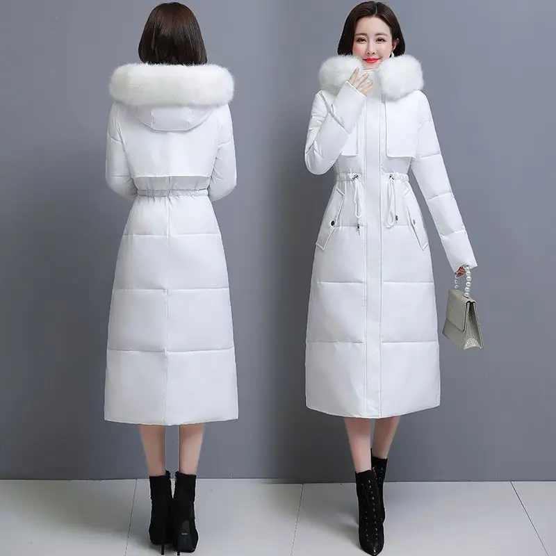 

Winter Jacket Women Thick Parka Fur Collar Coats for Elegance Cotton-padded Clothes Korean Outerwears Mujer O12