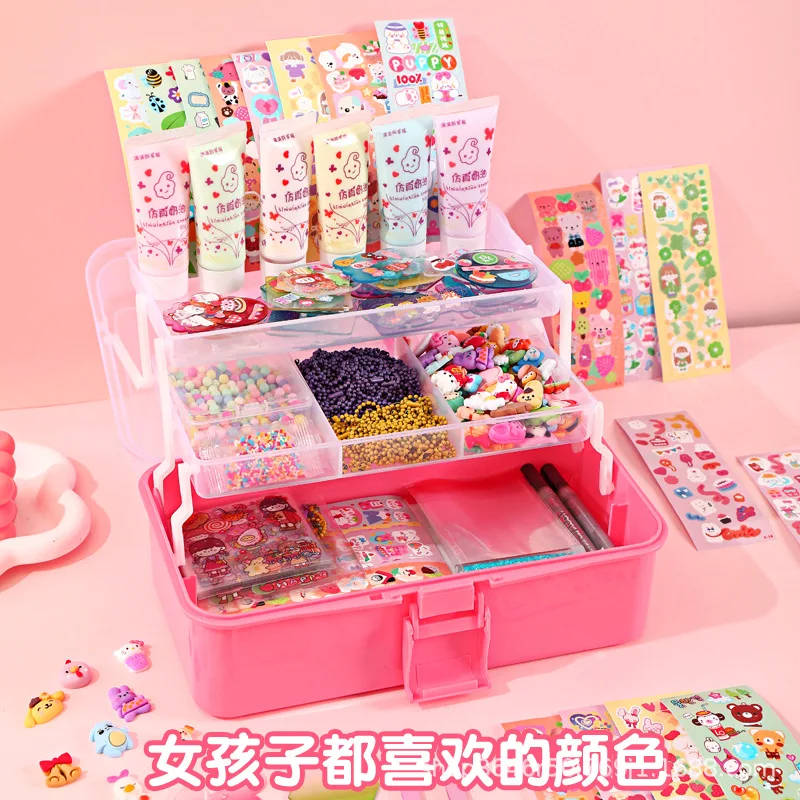 Goo Card Sticker Set Goo Chuck Cream Adhesive Sticker Hand Account Full Set DIY Material Storage Box Children's Toys