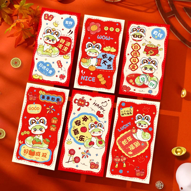 Chinese Spring Festival Red Envelopes Traditional Lunar New Year Money Pockets Snake Themed Lucky Money Blessing Pockets