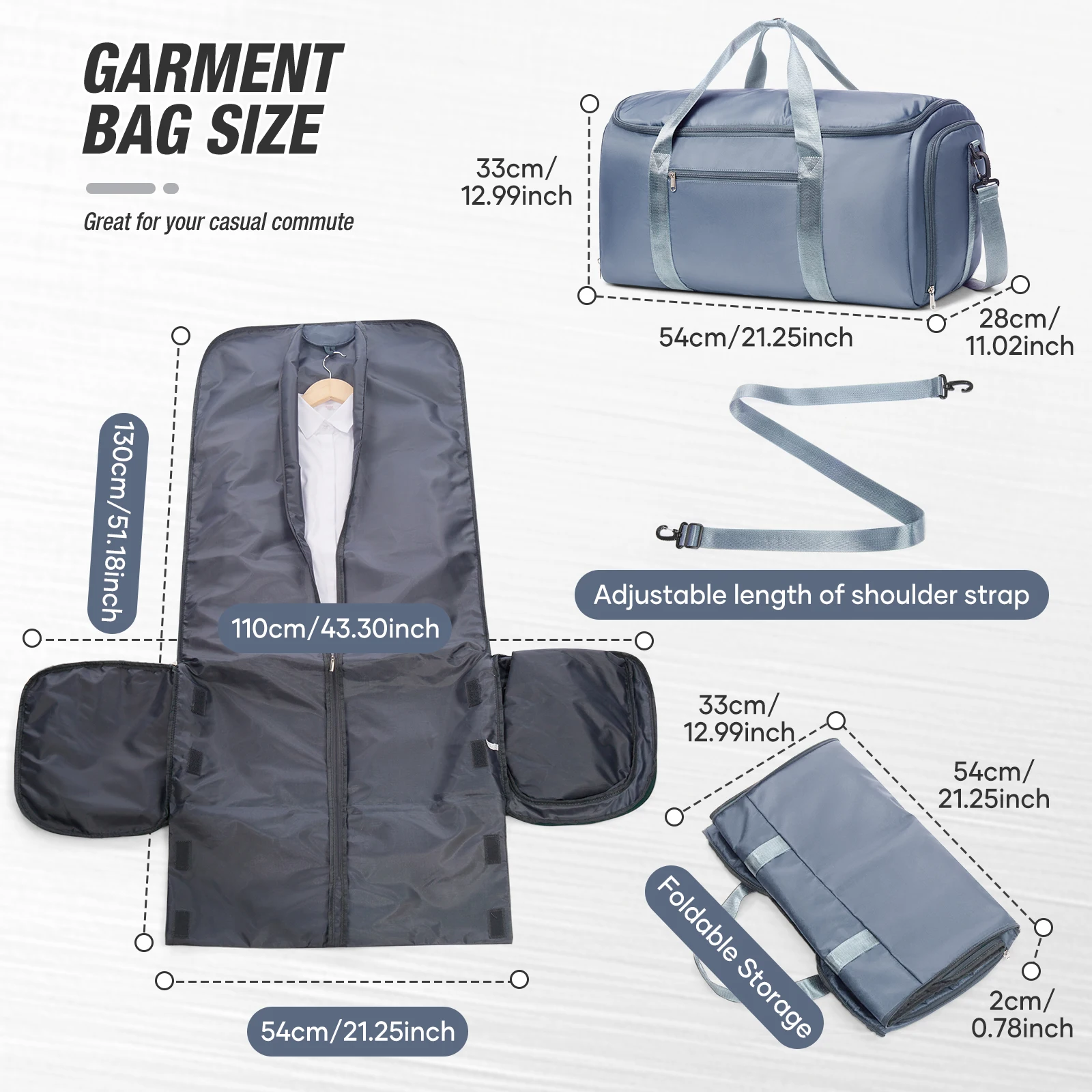 Foldable Travel Bag for Men, Convertible Carry on Duffel Bag, Hanging Garment Suit Bag Business Travel Bag Travel Clothing Bag view 6