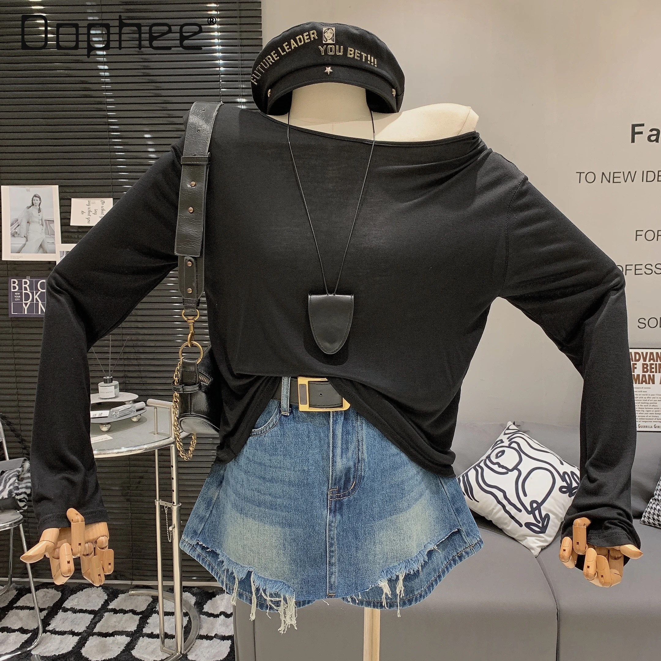 Korean Spice Girl Retro Fashion Rough Edge Ripped Denim Skirt Women Summer High Waist Slim A-line Skirts Street Trendy Y2K Skirt