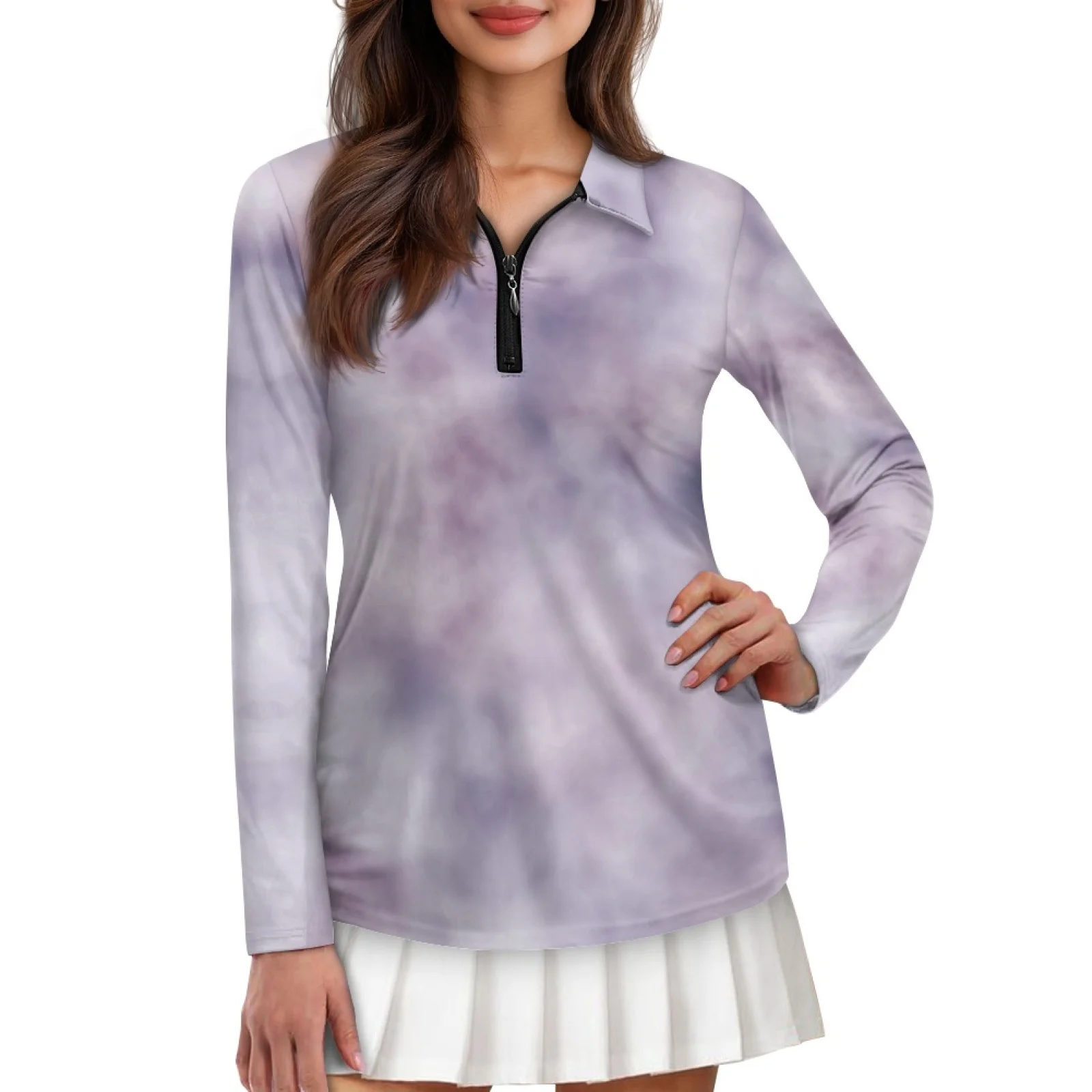 PENSTROLL Light Purple Tie-Dye Womens Athletic Fit Golf Tops Plus Size Polos Shirts for Women for Vacation