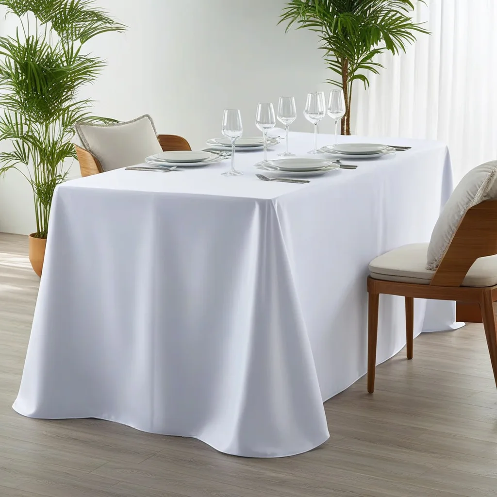 

Large White Table Cloth Washable Reusable Polyester Rectangle Tablecloths for Dining Table Parties Birthday and Wedding
