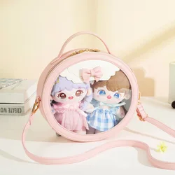 2024 New Circular PU Ita Bag Sweet Lolita Girls Bag Patchwork Bow Transparent Crossbody Bag Kawaii Japanese Shoulder Bag