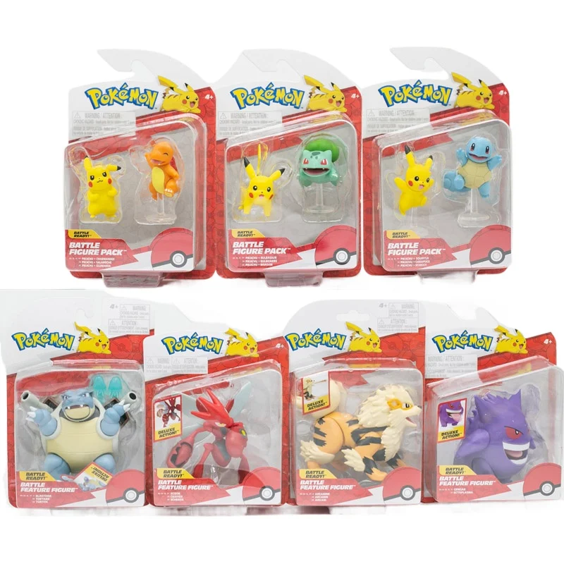 Set de Figuras de Acción de Anime Pokémon SELECT Translúcidas con Función de Batalla, Pikachu, Bulbasaur, Squirtle, Mini Figuras Coleccionables para Fanáticos